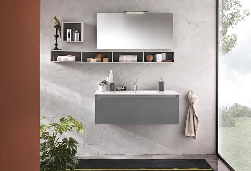 Mobile da Bagno sospeso Ibiza 19 Grigio Opaco Laccato TFT