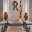 Ghirlanda Dietroporta Natalizia 40x95 cm con Palline Fiocchi Fiori Rossi