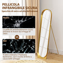 Specchio a Figura Intera Autoportante o da Parete 40x6x150 cm con Telaio in Metallo Oro   