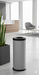 Pattumiera Gettacarte Ø25xh60 cm Autoestinguente In Acciaio Verniciato Grigio