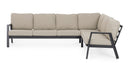 Set 3 Pezzi Salotto Angolare da Giardino con Cuscini in Alluminio e PP Flaminio Antracite 