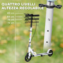 Monopattino per Bambini 3-8 Anni con Ruote Luminose Impugnatura Regolabile e Freno Posteriore Bianco      