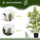 Pianta di Bambù Artificiale Alta 90 cm da 504 Foglie con Vaso in Cemento Ø15x12.5 cm in PEVA e PP Verde      