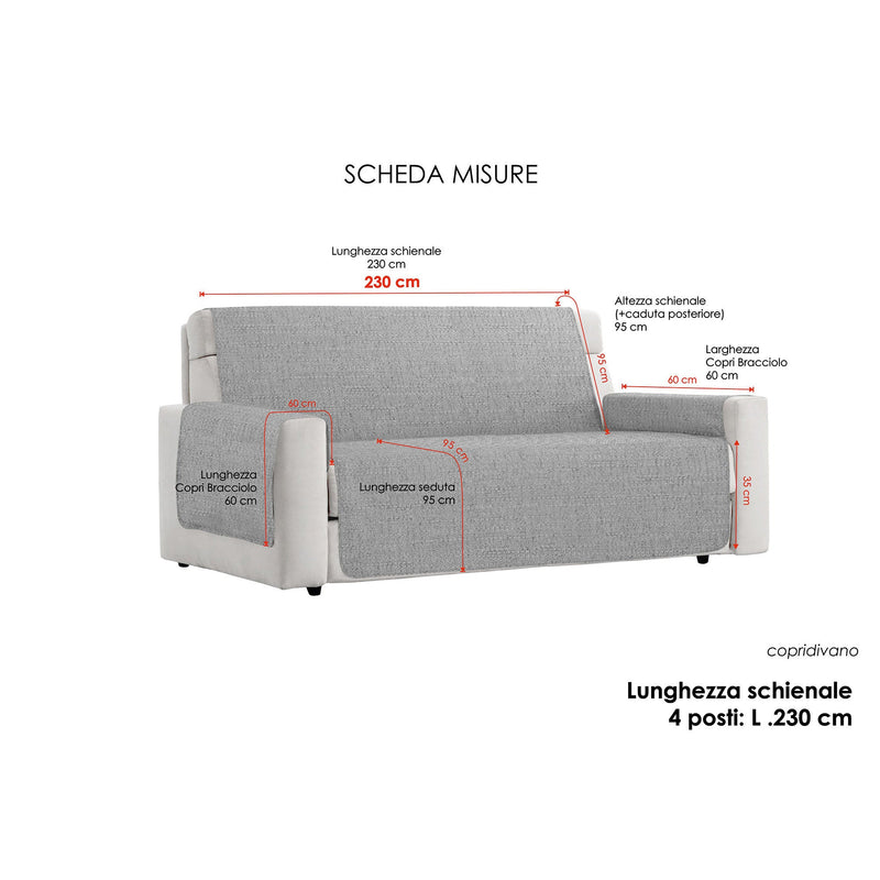 Copridivano con Copri Braccioli in Poliestere Grigio Varie Misure