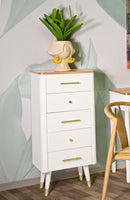 Cassettiera Matera 45x100x32 cm in Legno MDF e Ferro Bianco/Marrone