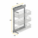 Carrello Estraibile per Moduli Inferiori Cucina da 300 a 480 mm in Acciaio Emuca Brillo Cromato