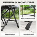 Set Tavolo Regolabile 118x60x74 cm e 4 Sedie da Giardino Pieghevoli in HDPE Effetto Legno Grigio Scuro      