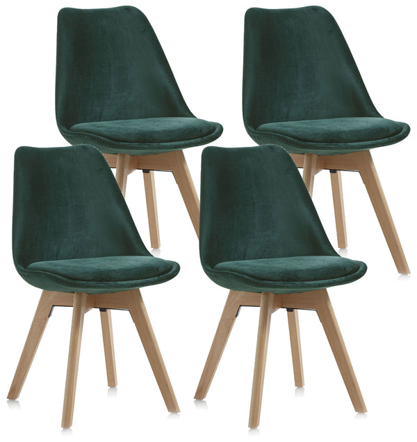 sconto Set 4 Sedie 48,5x47x81,5 cm in Velluto Verde Smeraldo