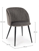 Set 2 Sedie 53x57x81,5h cm Queen Velvet Grigio Cadetto 