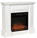 Camino Elettrico da Pavimento 81x29x76 cm Effetto Fiamma 2000W Versaille Bianco