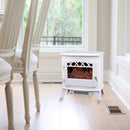 Stufa Elettrica da Pavimento Effetto Fiamma 1850W Vannini Ilona Bianca