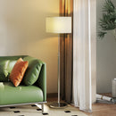 Lampada da Terra Ø40x133-168 cm con Telecomando e Luminosità Regolabile 3000K-6000K con Paralume in Tessuto Argento      