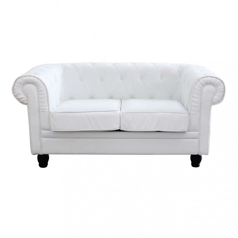 Divano 2 Posti Chesterfield 152x74x82 h cm in Similpelle Bianco