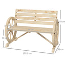 Panchina da Giardino 2 Posti 105,5x56x79 cm con Braccioli a Ruota di Carro in Legno a Doghe      