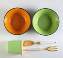 Set Cucina Verde Arancio e Bianco 5 Pezzi