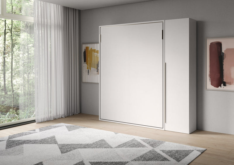 Letto Matrimoniale A Scomparsa 160 Versia Con Armadio 1 Anta Dx Bianco      