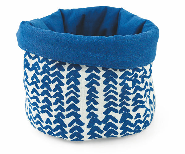 Cestino per Pane Doubleface Ø20x20 cm in Cotone VdE Tivoli 1996 Bianco e Blu online