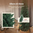 Albero di Natale Artificiale Slim 55x55x210 cm con 401 Rami a Forma di Abete e Base in Plastica Verde      