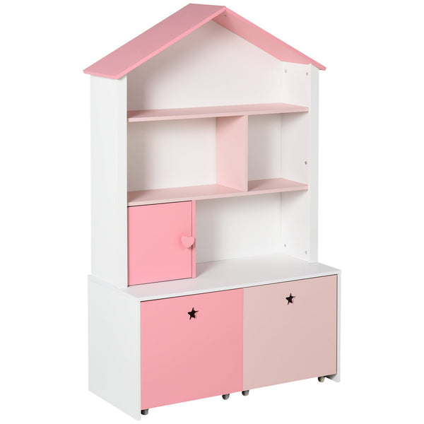 sconto Libreria Scaffale Portagiochi per Cameretta 80x34x130 cm Rosa