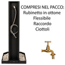 Fontana da Giardino Design a Colonna Ovale Rubinetto in Ottone e Base con Ciottoli Antracite
