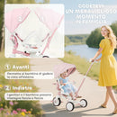 Triciclo per Bambini 5 in 1 96,5x49x101 cm con Maniglione e Cinture di Sicurezza Rosa   