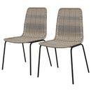 Set 2 Sedie da Pranzo Stile Boho Chic con Schienale Basso 48x55x85 cm Rivestimento in Rattan PE Giallo