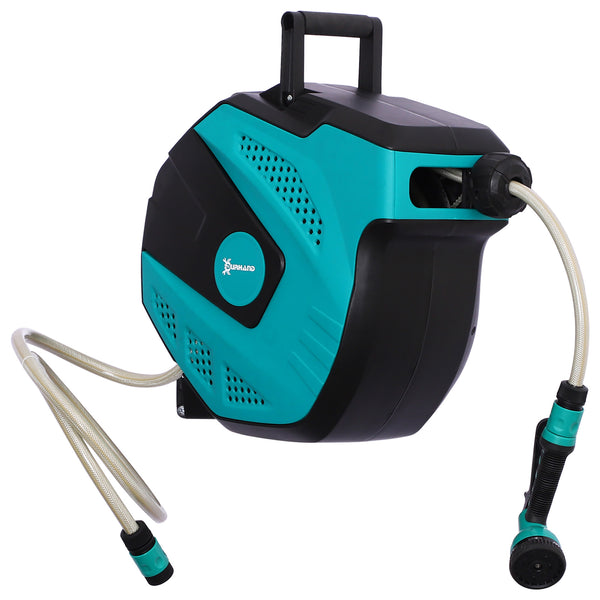 Avvolgitubo Automatico a Parete 44x22.5x41 cm con 7 Modalità di Irrigazione in Plastica Nero e Verde sconto
