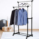 Stand Appendiabiti Doppio con Ruote Stender Regolabile in Altezza 80x40x160cm