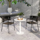 Tavolo da Pranzo Rotondo per 2 Persone Ø60x72 cm in Acciaio Bianco  