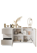 Madia Design Moderno 2 Ante 3 Cassetti Venus 181x44x84 cm Bianco Lucido E Cadiz