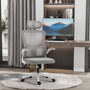Sedia da Ufficio Direzionale 60x59x114-122 cm con Poggiatesta in Poliestere Grigio