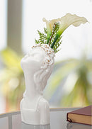 Vaso Young Lady Roses 10x14x26 cm in Porcellana Bianco e Oro      