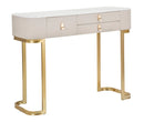 Console Fissa 3 Cassetti Beauty 100x80x40 cm in Legno MDF e Metallo Crema/Oro