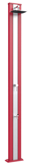 Doccia Solare da Esterno Giardino 30L Miscelatore e Lavapiedi Arkema Spring S Fascia Inox Cherry