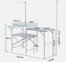 Tavolino da Campeggio Picnic Pieghevole in Alluminio 154.5x40.5x82 cm 