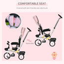 Passeggino Triciclo 100x48x106 cm con Sedile Girevole 360° Rosa