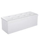 Baule Cassapanca Pouf Contenitore con Coperchio Imbottito in Similpelle Bianco