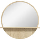 Specchio Bagno Rotondo Ø45x10 cm con Ripiano Portaoggetti in Truciolato