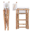 Set 2 Sedie Regista Mare Pieghevoli 63x44x91 cm in Bambù e Tessuto Bianco