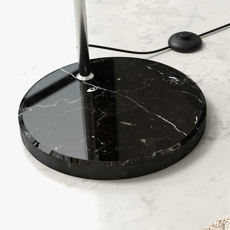 Lampada da Terra Design Vintage Asta Regolabile con Attacco E27 Struttura in Metallo e Base in Marmo Argento  