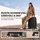 Valigia Rigida Piccola 40 L 56x36x24 cm Espandibile con 4 Ruote Girevoli e Angoli Protettivi in ABS Nero      