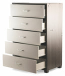 Cassettiera 5 Cassetti 68x40x101 cm in MDF Soriani Grigio Scuro e Bianca