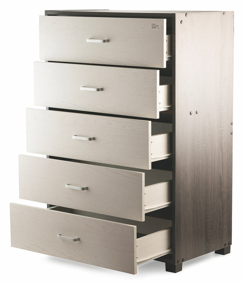 Cassettiera 5 Cassetti 68x40x101 cm in MDF Soriani Grigio Scuro e Bianca