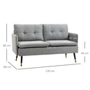 Divano 2 Posti in Tessuto 139x68x80 cm con Cuscini Imbottiti e Gambe in Acciaio Grigio