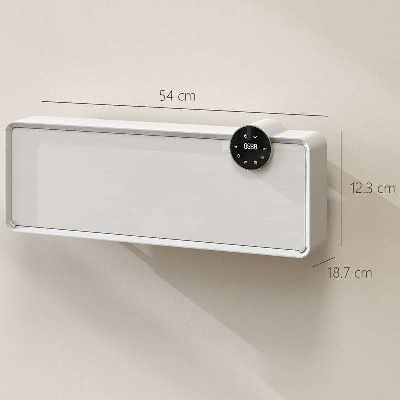 Stufa Elettrica Ceramica PTC 2000W a Parete con 3 Modalità Riscaldamento Regolabile Timer e Telecomando Bianco      