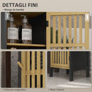 Mobiletto Bagno con Ripiano Aperto e Armadietto 32x30x90,5 cm in MDF e Bambù Nero e Color Legno