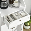 Mobile Cucina per Microonde 60x40x122,5 cm con Cassetto e Armadietto 2 Ante in MDF Bianco  