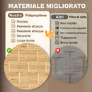 Paravento da Interno a 4 Pannelli Pieghevole 180x1,7x180 cm Intrecciato in PP e Legno di Pino Naturale      