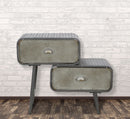 Mobiletto 2 Cassetti Iron School 63x29,5x52,5 cm in Ferro Grigio