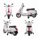 Moto Elettrica per Bambini Licenza Ufficiale Piaggio Vespa Sprint 12V con Rotelle Luci e Suoni Bianco